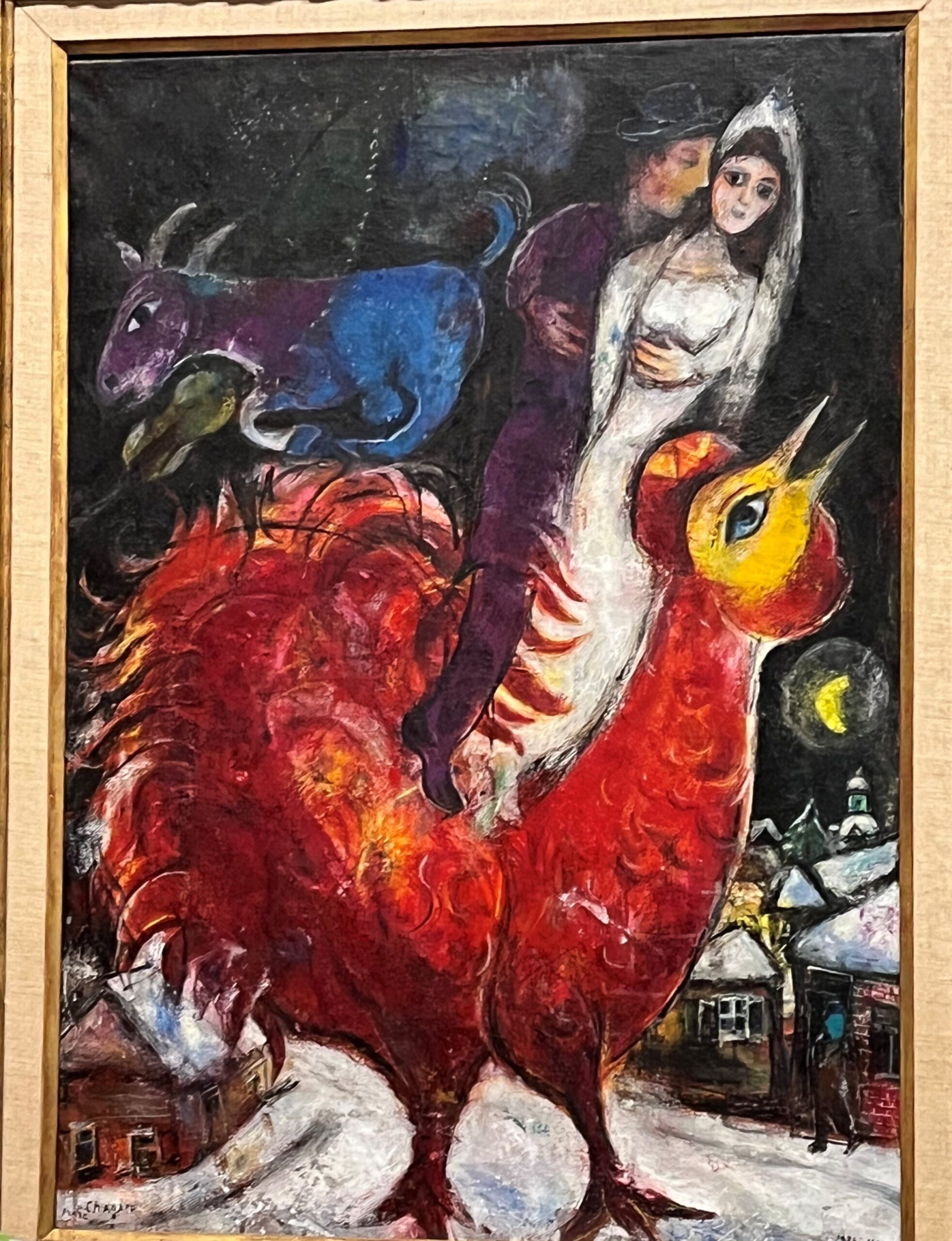 Gemälde von Marc Chagall „Brautpaar mit Hahn“, 1939–47 Gemälde von Marc Chagall „Brautpaar mit Hahn“, 1939–47